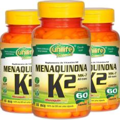 Imagem de Kit com 3 Vitamina k2 menaquinona mk7 60 Cápsulas Unilife