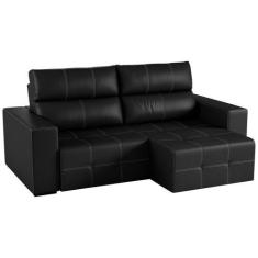 Imagem de Sofá Retrátil 284cm Nero Couro Preto - Gran Belo