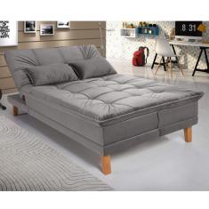 Imagem de Sofá Cama Berlim Plus 3 Lugares em Veludo Império Estofados Cinza