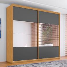 Imagem de Guarda Roupa Com Espelho 2 Portas Aroeira Naturalle Grafite