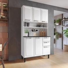 Imagem de Kit Cozinha 105cm 6 Portas 2 Gavetas Pratika Branco