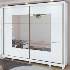 Imagem de Guarda-roupa Casal Toronto 2 Portas 6 Gavetas Com Espelho 100% Mdf Branco - Móveis Lopas