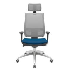 Imagem de Cadeira Office Brizza Tela Cinza Com Encosto Assento Poliester Azul Au