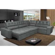 Imagem de Sofa de Canto Retrátil e Reclinável com Molas Cama inBox Austin 3,85X2,64 ou 2,64X3,85 Suede Velusoft Cinza