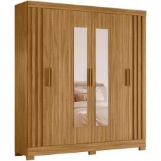 Imagem de Guarda Roupa Valença 195cm 6 Portas Freijó Com Portas Ripadas E Espelh