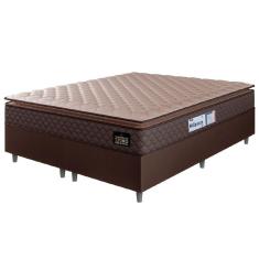 Imagem de Cama Box Casal Queen Colchão Espuma D33 Pillow Top Millenium 158x198x57cm Suede Marrom Hellen