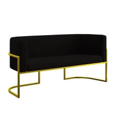 Imagem de Sofá 2 Lugares Com Base De Metal Dourada Reforçada Preto