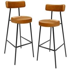 Imagem de Kit 02 Banquetas Altas Bar Sala De Jantar Estrutura Em Aço Milão F01 S