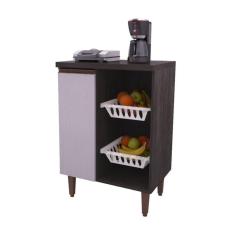 Imagem de Armário Aparador Fruteira Balcão De Cozinha Toalheiro Carvalho Escuro