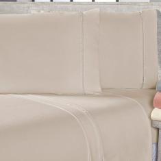 Imagem de Jogo De Cama Lençol Sofist Ponto Palito 400 Fios Toque Macio Solteiro 02 Peças - Bege