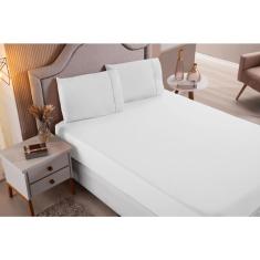 Imagem de Jogo de Cama Lençol Casal Super King 3 Peças Branco Liso 100% Algodão