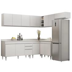 Imagem de Armário de Cozinha Modulado de Canto 7 Peças CP23 Balcão com Tampo Branco - Lumil