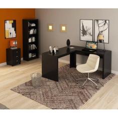 Imagem de Kit 3 Pe as Com 1 Mesa Para Escrit rio, 1 Estante E 1 Gavetei