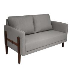 Imagem de Sofá 2 Lugares Nice Linho Cinza e Imbuia