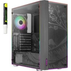 Imagem de Gabinete Gamer Aerocool Skribble Preto rgb Lateral Vidro