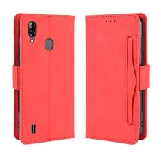 Imagem de Capa com compartimento para cartão para Blackview A60 Pro, capa flip carteira de couro para Blackview A60 Pro, capa magnética retrô para celular, capa carteira com compartimentos para cartões