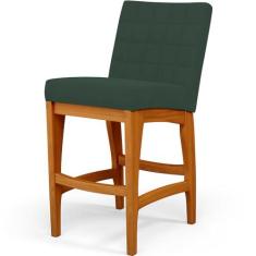 Imagem de Banqueta Baixa Para Cozinha Bancada Sala De Jantar Fixa Mila L02 Suede Verde Musgo - Lyam Decor