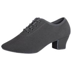 Imagem de Linodes Tênis de baile feminino com cadarço, sapatos de dança de desempenho latino profissional, Salto preto de 3,8 cm, 35