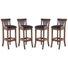 Imagem de Kit 4 Banquetas Alta Estofada Valentina 36 x 100 Cm Madeira Maciça Imbuia Facto Marrom L74 - RMI