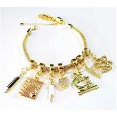 Imagem de Pulseira Profissão Química Coração Pesquisa Folheado 18k