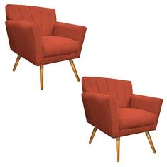 Imagem de kit 02 Poltronas Decorativa Laura Palito Mel Suede Terracota - Amarena Móveis