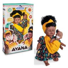 Imagem de Boneca Negra Mae E Filha Africana Em Vinil 40cm Menina Ayana - Adijoma