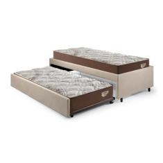 Imagem de Bicama Box Solteiro 99x199 Suede Bege com 2 Colchões Relax Adorabile M