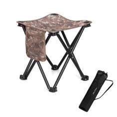 Imagem de Zaboro Tripla árvore pacote com 1 banqueta dobrável de acampamento, banquinho leve portátil de 35 cm com bolso lateral, banco de pé com bolsa de transporte para caminhadas, pesca e praia, comporta até