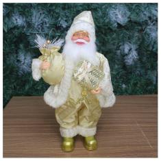 Imagem de Boneco Natal Papai Noel Com Presente Natalino Dourado 30cm