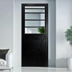 Imagem de Porta Basculante Lambril Alumínio 2,10 X 90 Lado Esquerdo Preto Hale Esquadrias Preto