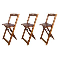 Imagem de Kit 3 Banquetas Bistrô Dobrável Madeira Jack Imbuia Cor: Marrom