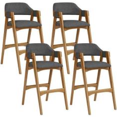 Imagem de Kit 04 Banquetas Altas Para Cozinha Sala de Jantar Bar Suran L02 Linho