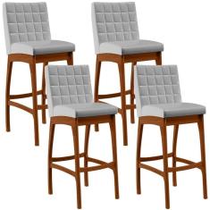 Imagem de Kit 04 Banquetas Altas Mila Facto Cinza