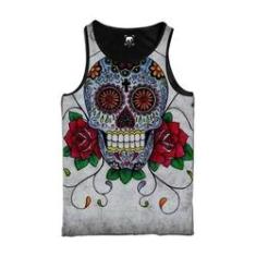 Imagem de Regata Caveira Mexicana Floral Color Skull Flower