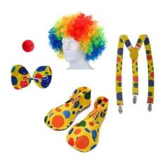 Imagem de Fantasia de Palhaço Peruca Gravata Nariz Sapato Suspensório