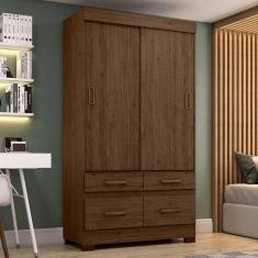 Imagem de Guarda-Roupa Solteiro 2 Portas de Correr 4 Gavetas Flex Castanho Hp/Off White Be25 - Briz