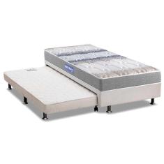Imagem de Cama Box c/Auxiliar Solteiro: Colchão Espuma Probel D45 Guarda Costas Gray + Base CRC Courano White(88x188)