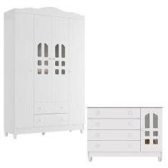 Imagem de Cômoda Gran Selena E Guarda Roupa Infantil New Selena 4 Portas Branco