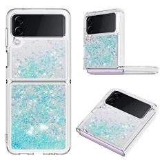 Imagem de Capa de areia movediça de luxo Bling para Samsung Z Flip 3 4 Silicone Glitter para Samsung Galaxy Z Flip 3 4 Flip3 Z Flip4 Capa à prova de choque, Skyblue, para Samsung Z Flip 3