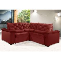 Imagem de Sofá Retrátil Reclinável BERLIM DE CANTO 2.30 x 2.30 ESTILO ESTOFADOS - França Velusoft COR "VERMELHO"