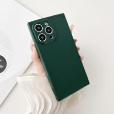 Imagem de Capa de telefone quadrada de silicone macio TPU de cor sólida para iPhone 15 14 13 12 Mini 11 Pro Max XS X XR 7 8 Plus SE Capa traseira à prova de choque, verde escuro, para iPhone 13 Pro