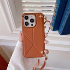 Imagem de Capa de telefone crossbody para iPhone 15 14 Plus 11 12 13 Pro Max Silicone Soft Shell Capa traseira Suporte de proteção Capa de couro, marrom, para iPhone 11 Pro