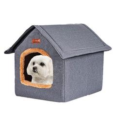 Imagem de Artigos para animais de estimação - Cama para casa de gato ao ar livre com design destacável | Uso externo e interno, casa para animais de estimação para gatos, cães e pequenos animais, para Hersil