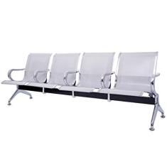 Imagem de Cadeira Longarina Cromada 4 Lugares com Braço