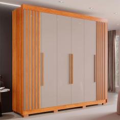 Imagem de Guarda-roupa Casal Com Pé 6 Portas 6 Gavetas Granada Sallêto Cinamomo Com Off White