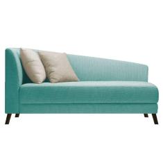 Imagem de Recamier Heitor 140cm Com Almofada Lado Direito Suede Cor Azul Tiffany/bege