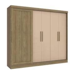 Imagem de Guarda-Roupa Casal Kappesberg 5 Portas 4 Gavetas Marrom Bege