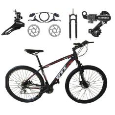 Imagem de Bicicleta Aro 29 GTI Roma Shimano 24v K7 Freio a Disco Hidráulico Garfo Com Trava - Preto\Vermelho