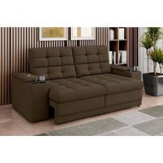 Imagem de Sofá Confort Premium 1,70m Assento Retrátil/reclinável Porta Copos E Usb Suede Marrom - Xflex Sofas