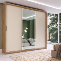 Imagem de Guarda Roupa Casal Mdf Demobile Dalila 3 Portas Com Espelho Amendola/off White